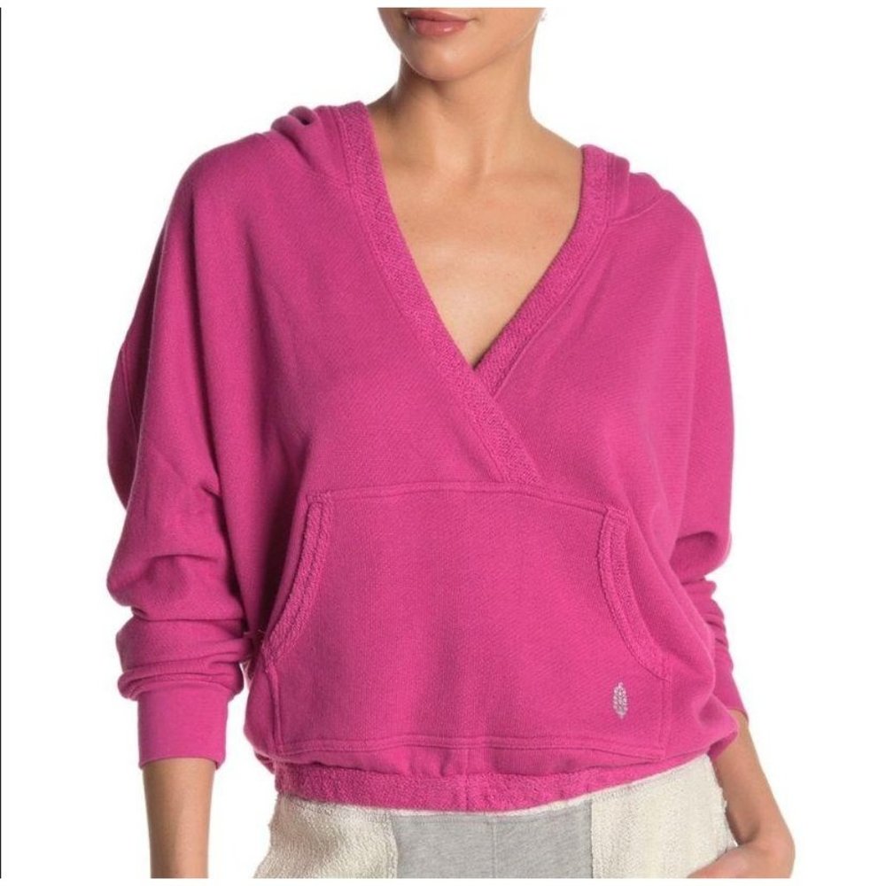 Free People Reyes Surplice Hoodie Pink XS - Picture 4 of 10